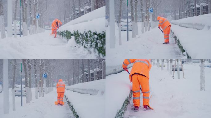环卫工人扫雪   除雪