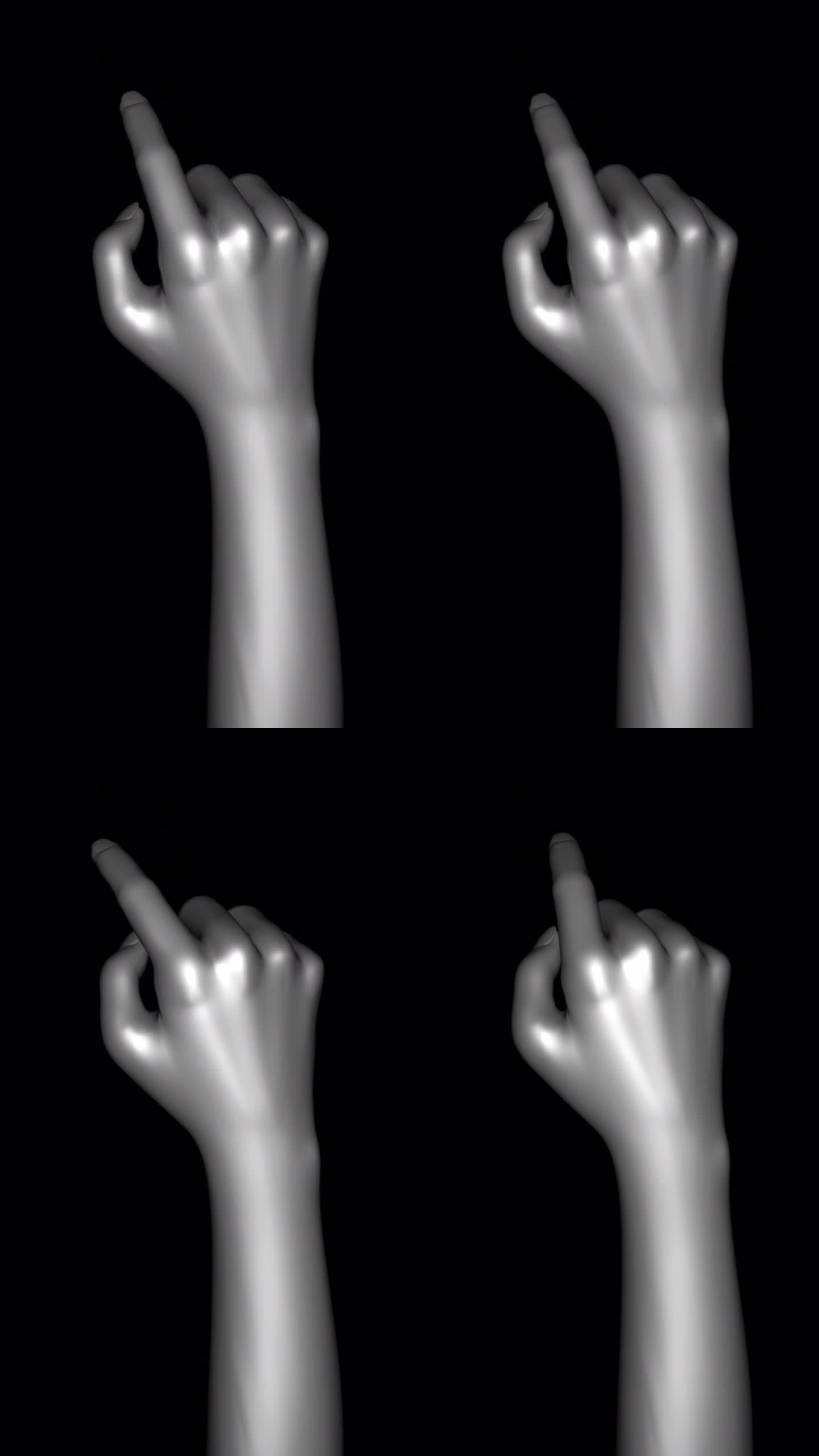 手触屏-银色金属女性- 4 -右滚动-透明循环