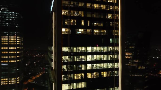 摩天大楼夜景鸟瞰图