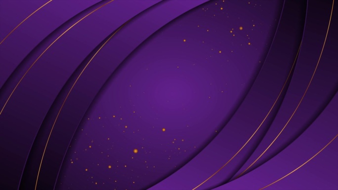 暗紫色波浪抽象运动背景与金色粒子