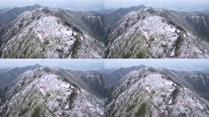 湖南南岳衡山松树凇雪景祝融峰