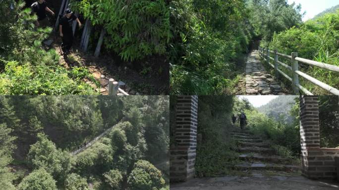 4K航拍登山健身徒步爬山余里古道