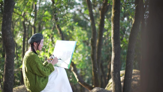森林画画户外写生美术森系绘画采风