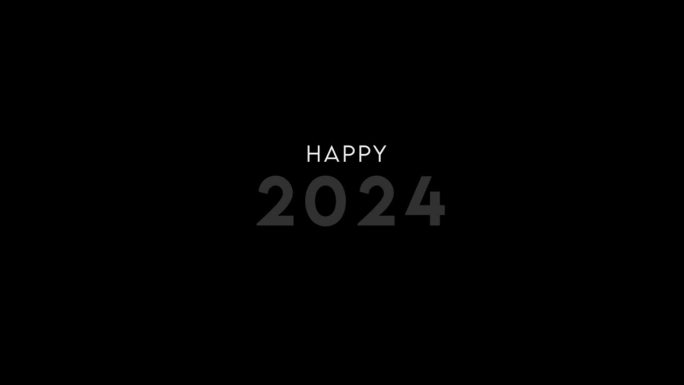 新年快乐2024文本动画，2024简单和最小的标题动画，背景透明2024文本。
