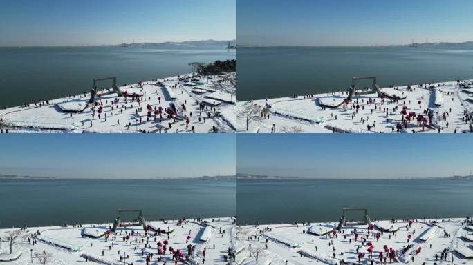 威海航拍：大相框广场雪景
