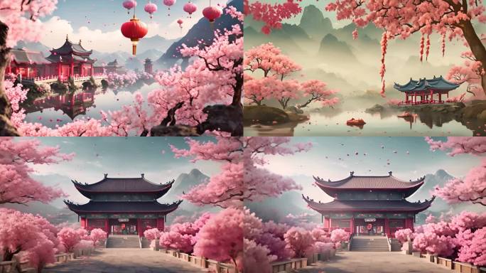 汉唐中式建筑动画视频素材