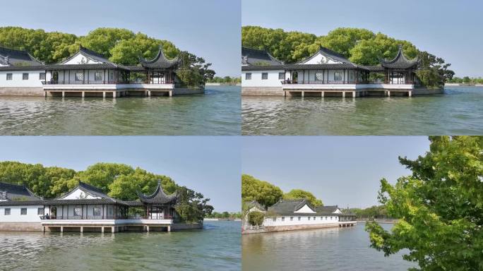 夏天，岁月静好，湖边，角楼，中式建筑