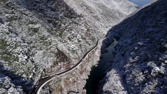 德岛县三好市小盆峡美丽的雪景