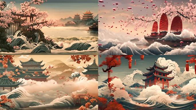 日本江户时期动画风格背景
