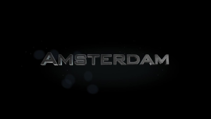 阿姆斯特丹3D标题字制作与金属动画文本透明黑色
