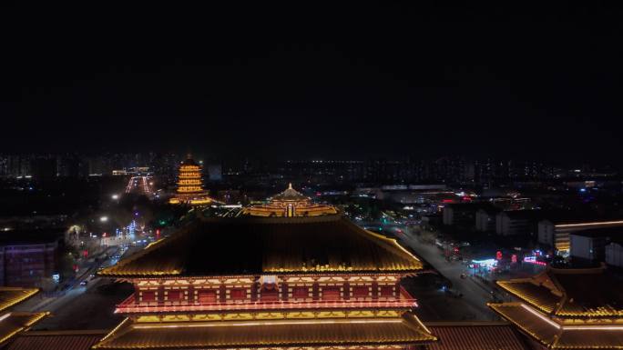 洛阳应天门夜景隋唐洛阳城遗址公园天堂明堂