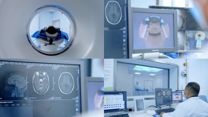 医院医生给病人用医疗设备做增强CT检查
