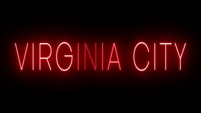 闪烁的红色复古霓虹灯标志弗吉尼亚城