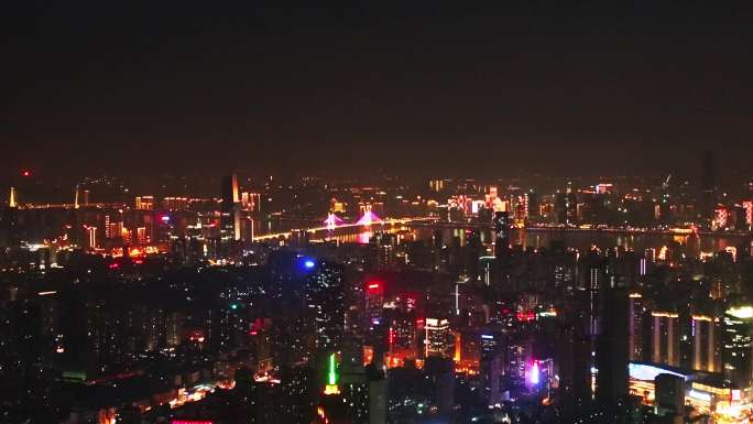 武汉CBD武汉中心商圈夜景航拍4K