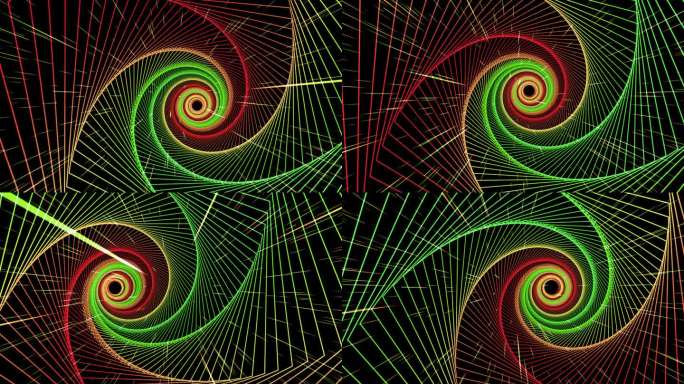 4K霓虹灯炫酷穿梭动感五边形红绿色光线2