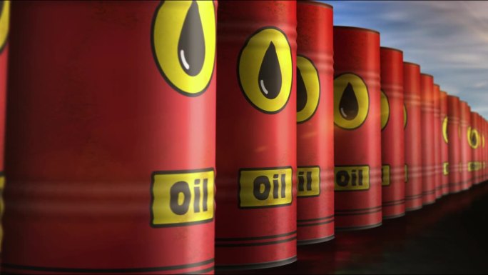原油布伦特原油成排的燃油桶源源不断