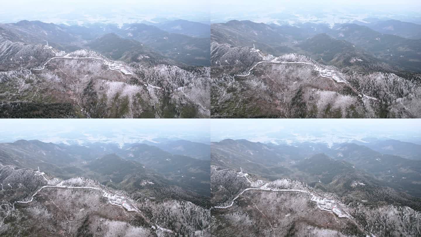 湖南南岳衡山松树凇雪景延时摄影