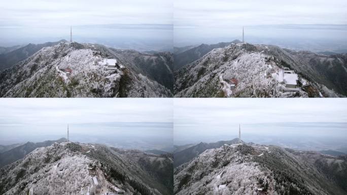 湖南南岳衡山松树凇雪景祝融峰