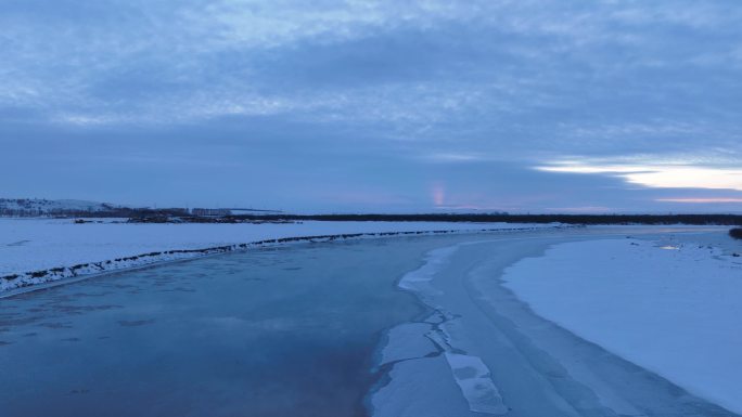 延时 雪原冰河流淌着冰凌