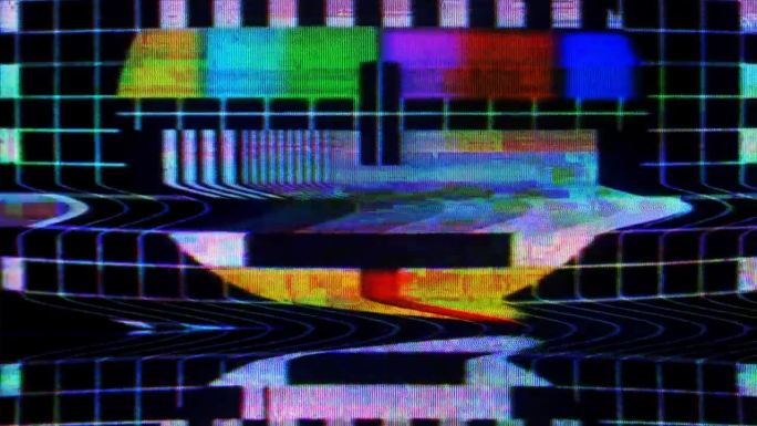 故障电视静态噪声失真信号问题错误视频损坏复古风格80年代VHS测试图