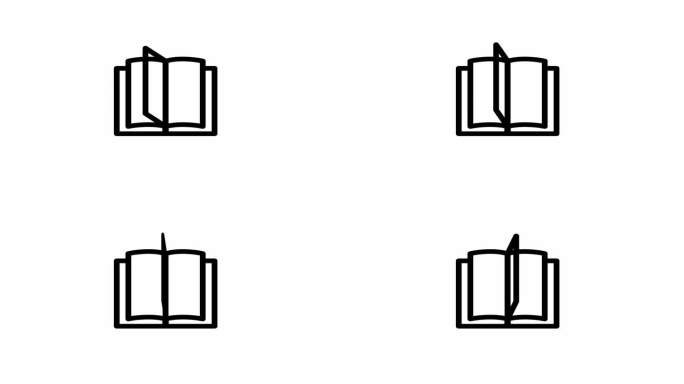 白色背景上孤立的白线图书图标。