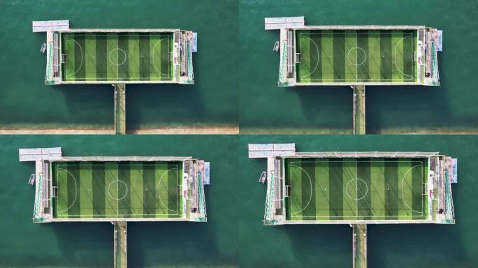 海上足球场的俯视图