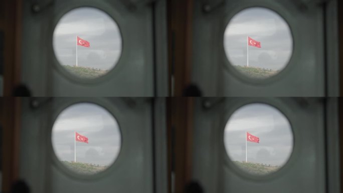 土耳其国旗从船的窗户，靶心，fg01
