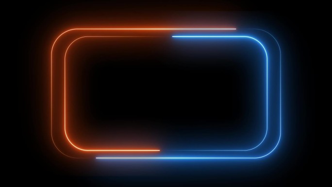 无缝循环动画矩形相框与双色调霓虹彩色4K视频运动图形隔离在透明背景。覆盖元素的未来光效果。空的拷贝空