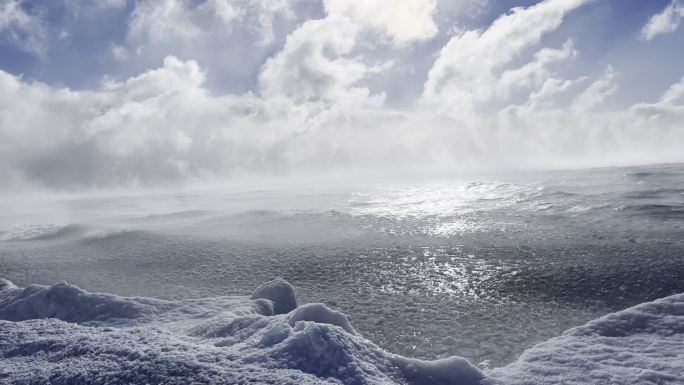 赛里木湖冬季冰推风声
