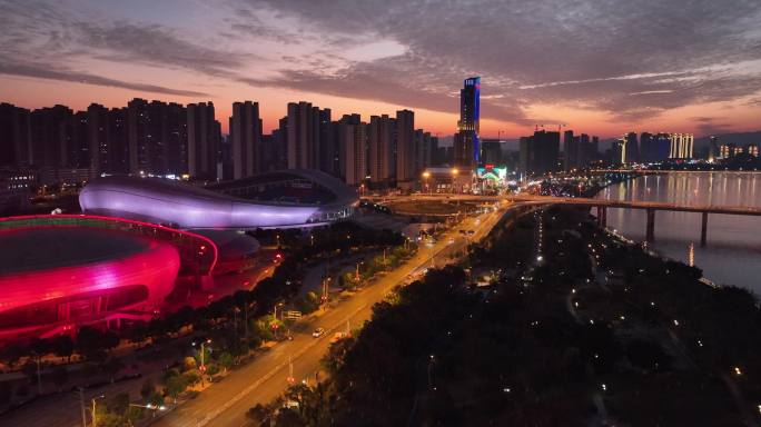 航拍于都城市夜景