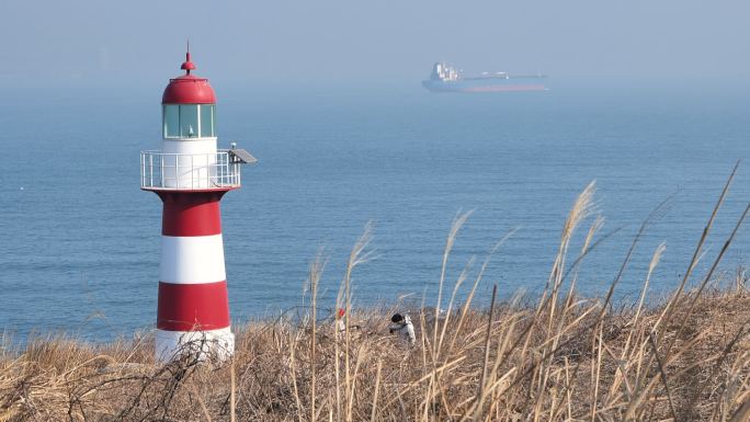 青岛大海轮船货轮灯塔实拍P1182652