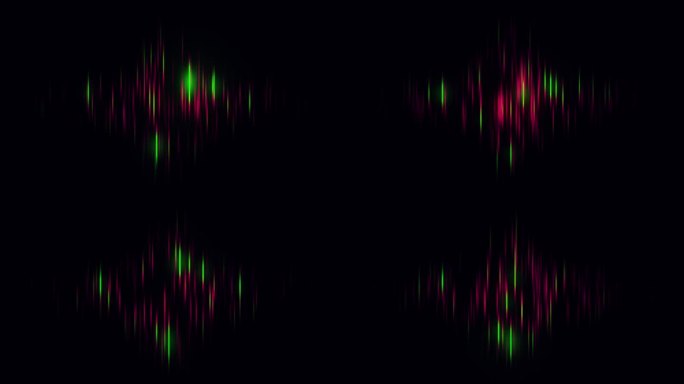 抽象音乐声波或音频波从孤立的黑色背景。音频频谱丰富多彩。3D渲染循环动画。3D插图在4K。