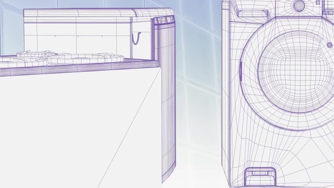 香椿动画的原理图旋转了洗衣机和家电维修服务的概念，3d循环渲染