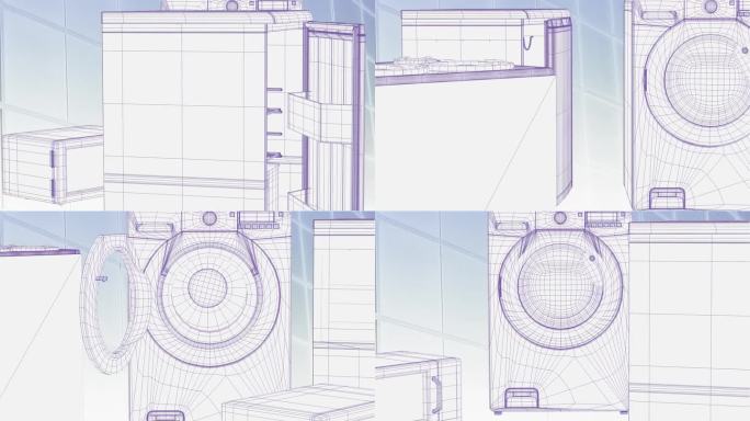 香椿动画的原理图旋转了洗衣机和家电维修服务的概念，3d循环渲染
