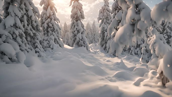 雪山下雪的村庄