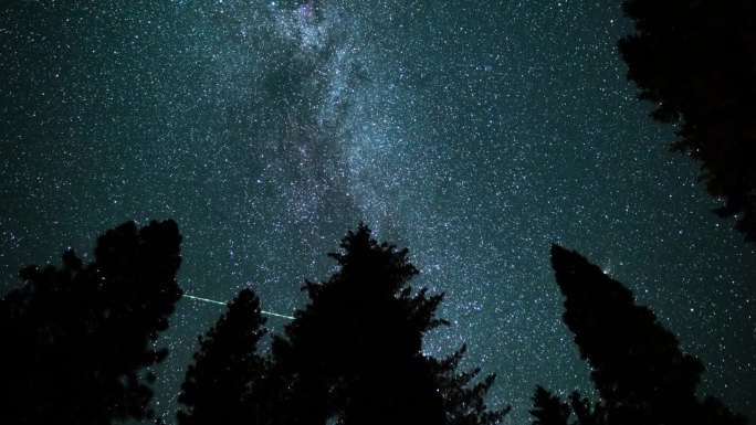 红杉国家公园银河系和英仙座流星雨在北天空倾斜内华达山脉美国加利福尼亚州