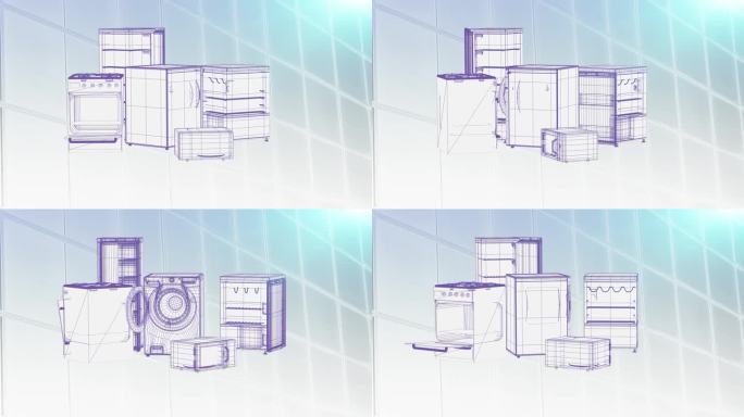 香椿动画的原理图旋转了洗衣机和家电维修服务的概念，3d循环渲染