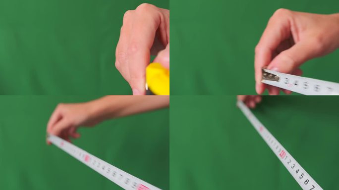测量长度或宽度尺寸。用黄色卷尺测量。