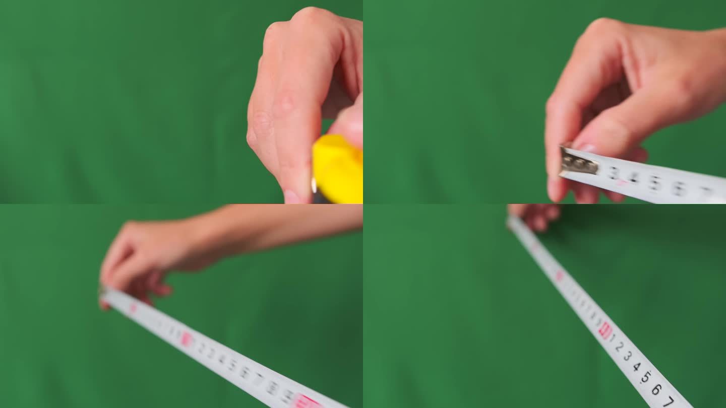 测量长度或宽度尺寸。用黄色卷尺测量。