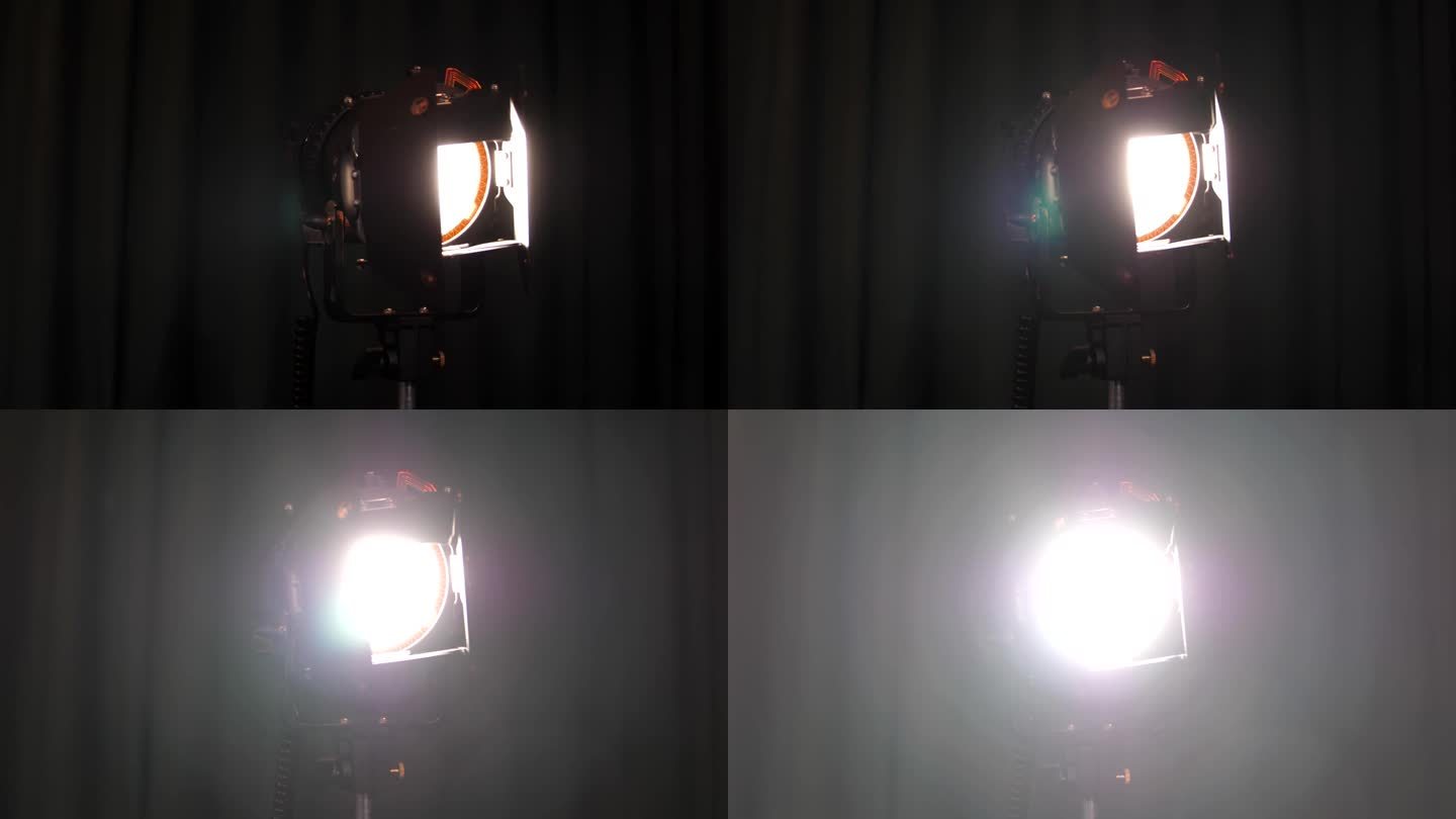 来自专业工作室照明装置的眩光。照片或视频中的设备