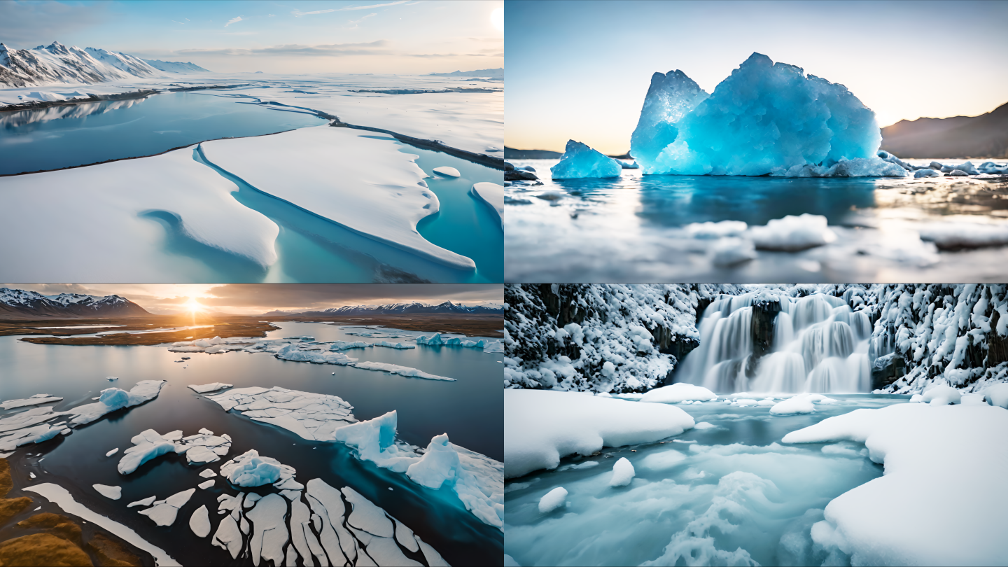 南极北极冰雪冰川4K素材