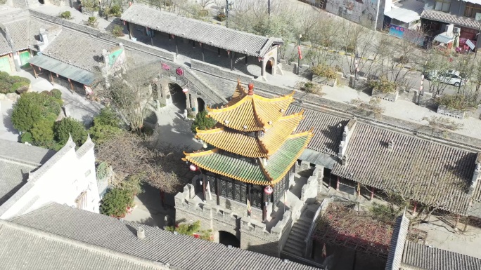 中国风古建筑蒲城景点重泉古城景区全景航拍