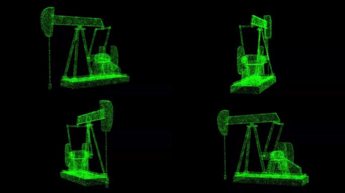 3D矿用泵在黑色背景上旋转。能源开采概念。油泵。商业广告背景。用于标题，文本，演示。3d动画60 F