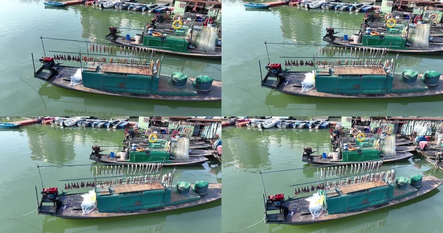 航拍于都河渔船