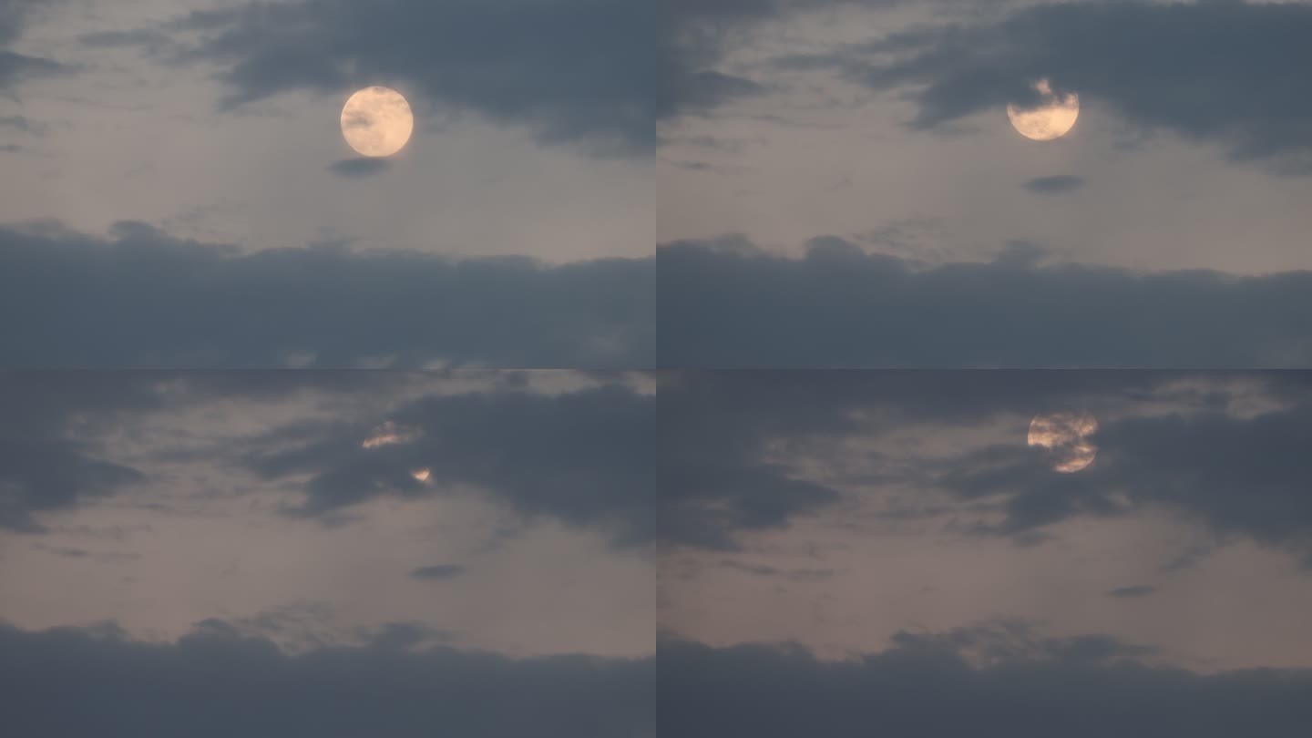 月亮穿云云层月亮傍晚月亮延时