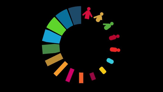SDGs色轮动画改变简笔画图标(alpha通道)