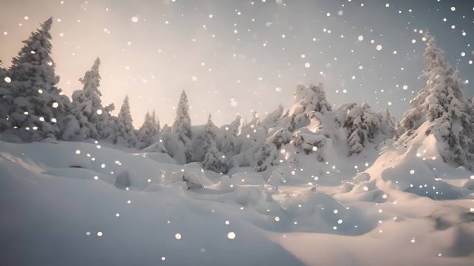 森林雪山雪景