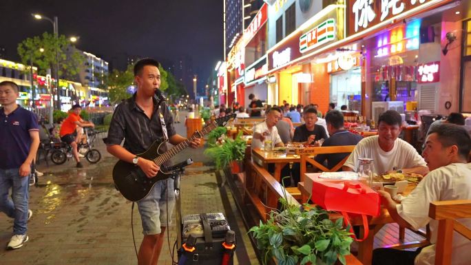 夜景 夜市 烧烤 小吃美食街夜生活小吃