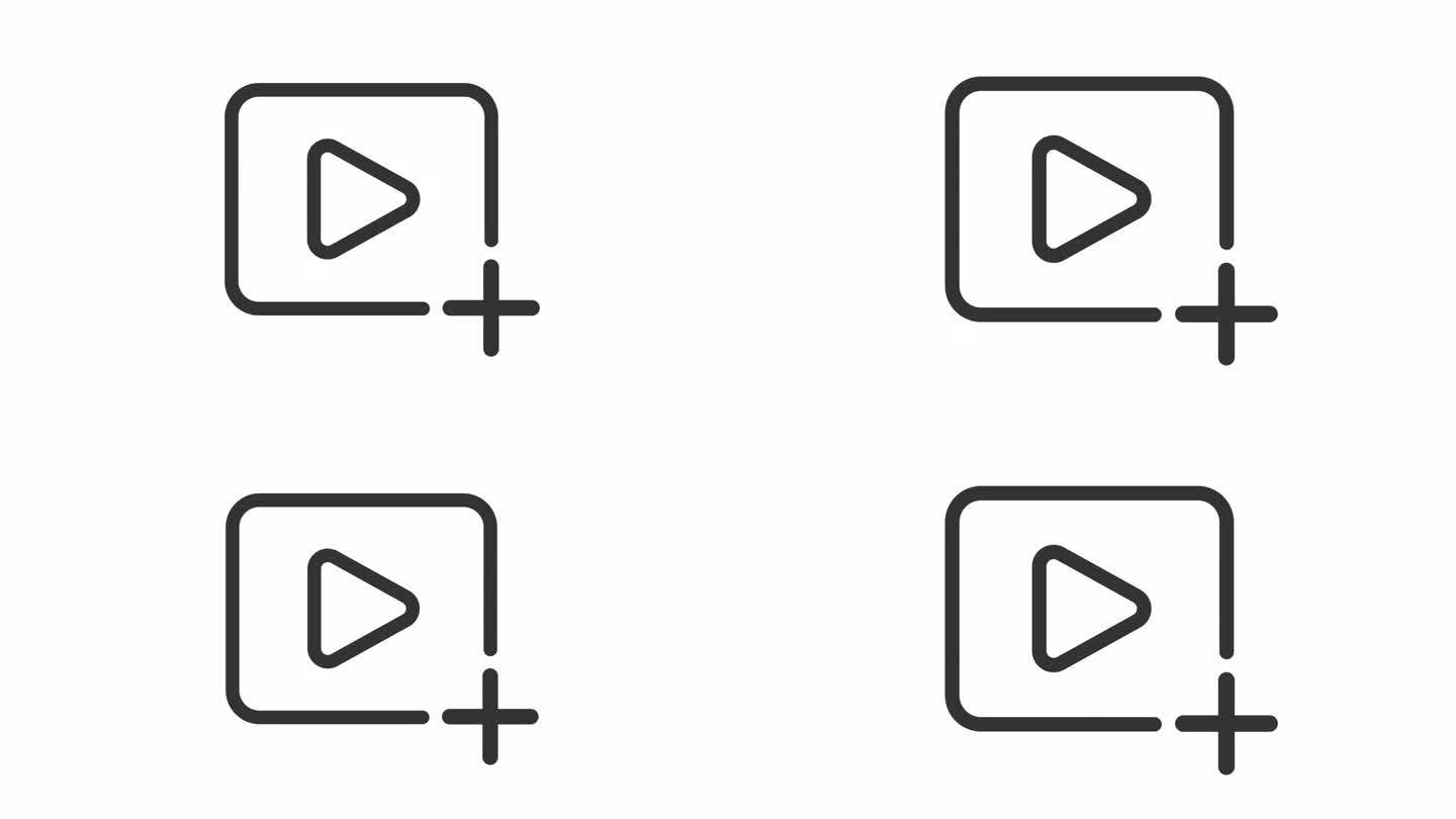上传视频的2D黑色简单细线动画，透明背景高清视频，代表UI图标的无缝循环4K视频