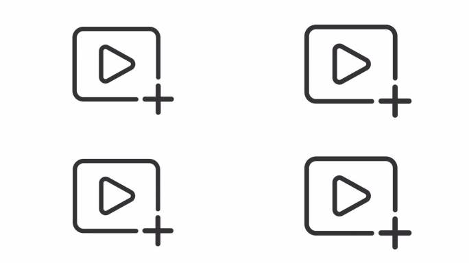 上传视频的2D黑色简单细线动画，透明背景高清视频，代表UI图标的无缝循环4K视频